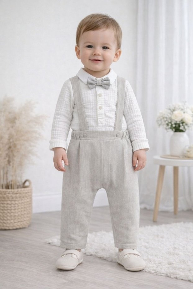 Baby Boy Romper Set, Muslin Fabric, 2 Pieces, 6-24 Months, 100% Cotton
