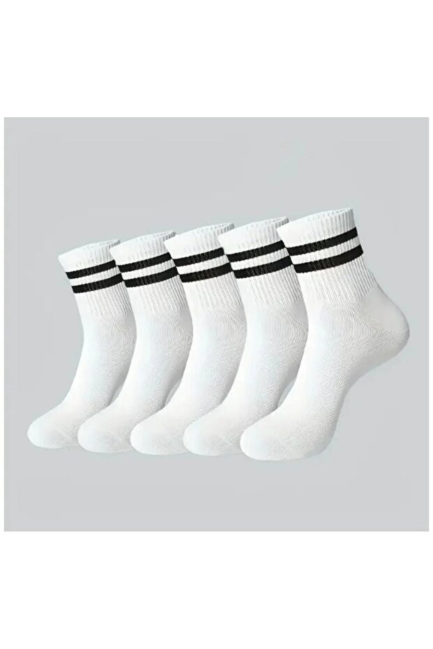 Çemberli Tennis College Cotton Socks 5-Pack (5 Pairs White)