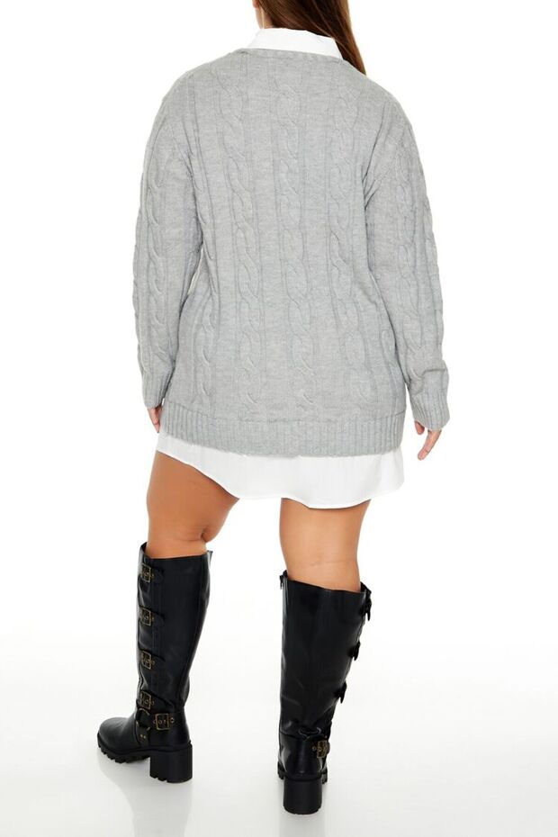 Plus Size Kombin Triko Mini Elbise - 5