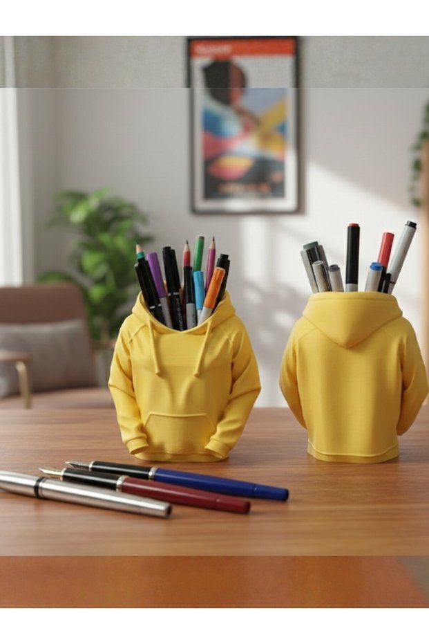 Hooded Hoodie Pencil Holder, Pencil Case Yellow Color 1 Piece