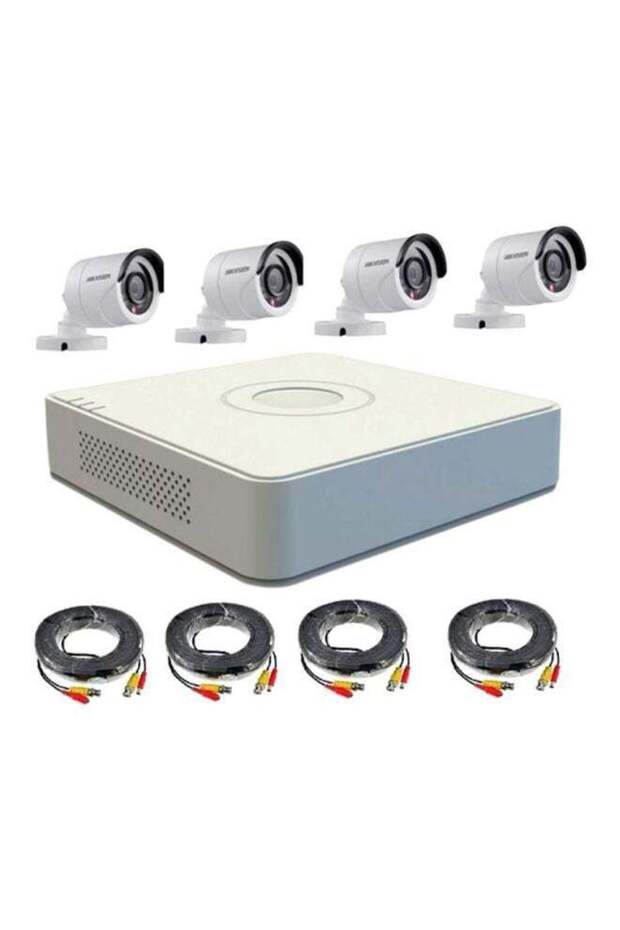 طقم كاميرات مراقبة تربو CCTV ب4 قنوات مع 4 كاميرات مراقبة بدقة 1080p، لون أبيض