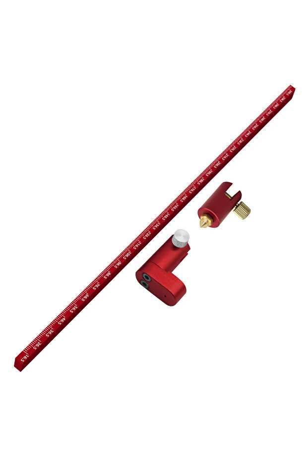 Red Woodworking Compass Scriber, Adjustable Circular Drawing Ruler Aluminum Fixed-Point Circle Line