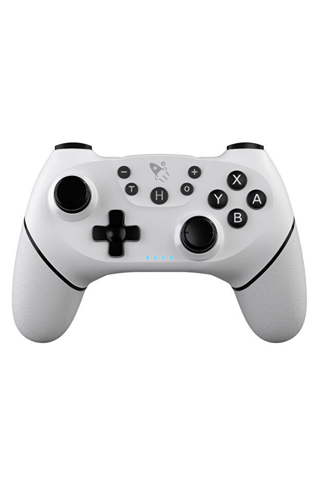 وحدة تحكم لاسلكية بيضاء من AceGamer لأجهزة Switch/Switch 2، متوافقة مع أجهزة الكمبيوتر الشخصية المزودة بـ 6 محاور.