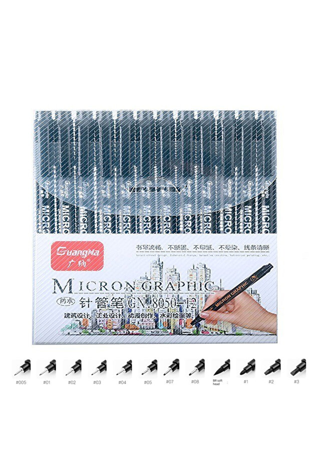 12Pcs set Pigment Liner Micron Pen set Manga markers Needle Pen Art Brush Hand-painted Hook Line Pen