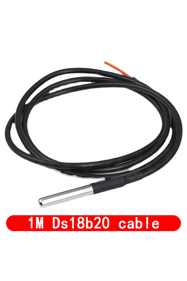 كابل DS18B20 بطول 1 متر، طقم وحدة استشعار درجة الحرارة DS18B20، مقاوم للماء، كابل استشعار رقمي بطول 100 سم، مصنوع من الفولاذ المقاوم للصدأ