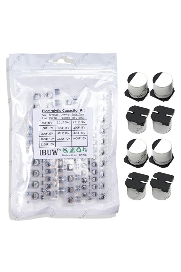 130PCS/LOT 1uF-220uF SMD Aluminum Electrolytic Capacitor Assorted Kit Set, 13values*10pcs=130pcs ...