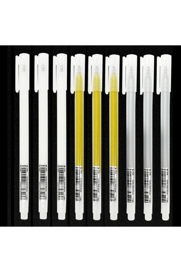 9pcs mix pen 9Pcs/set 0.6mm White Gold Silver Ink Color Photo Album Gel Pen Stationery Office Cute S