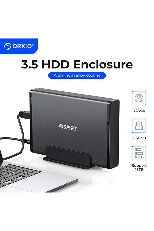 علبة قرص صلب خارجي Orico USB A بمقبس أوروبي، محول SATA إلى USB 3.0، تتسع لـ 2 قرص صلب