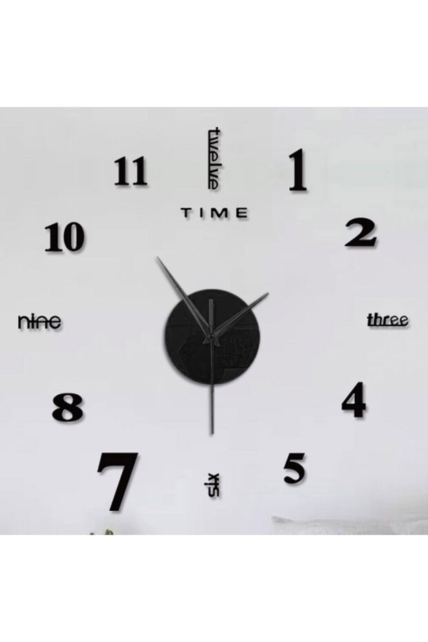 Black 3D Wall Clock Mirror Wall Stickers Creative DIY Wall Clocks Modern Design Mute Quartz Needle W