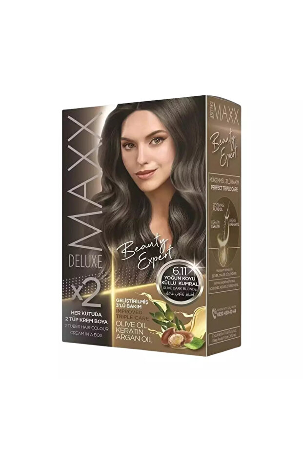 Deluxe Permanent Hair Colour With Olive Oil Keratin And Argan Oil- 6.11 Intense Ash Dark Blonde