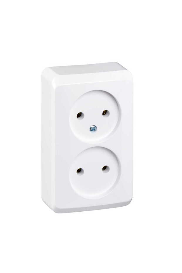 Double socket, white, surface-mounted socket PRIMA - 2