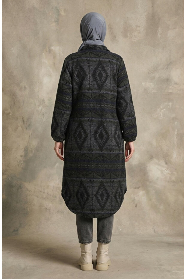 قبعة موسمي بأزرار ذات نمط عرقي 2500-05 كاكي أنثراسايت - 8