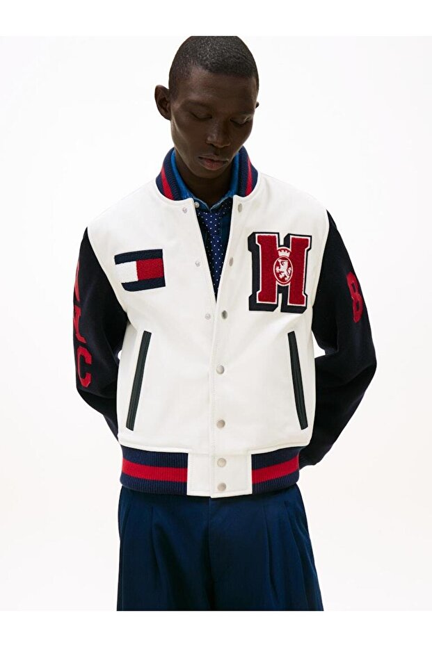 LEATHER VARSITY JACKET - 1