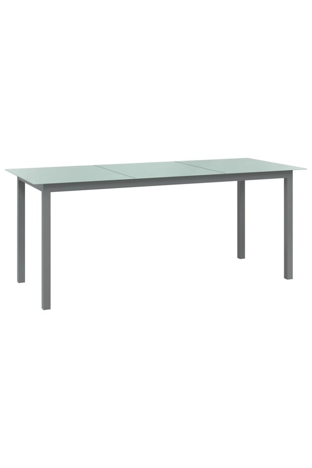 Garden Table Light Grey 190x90x74 cm Aluminium and Glass
