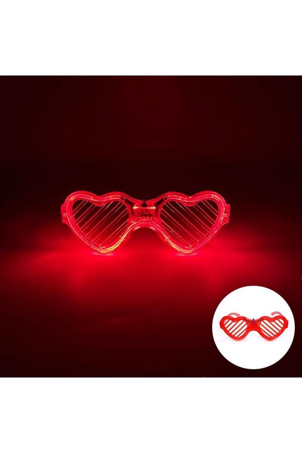 Red Led Light up Heart Glasses – 3 Modes Party & Glow Glasses