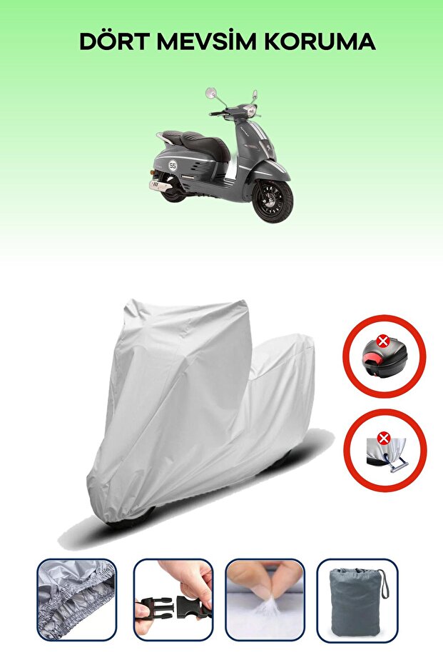 Gray Rear Bag Lock Incompatible Peugeot Django 50 Compatible Motorcycle Tarpaulin, 4 Seasons