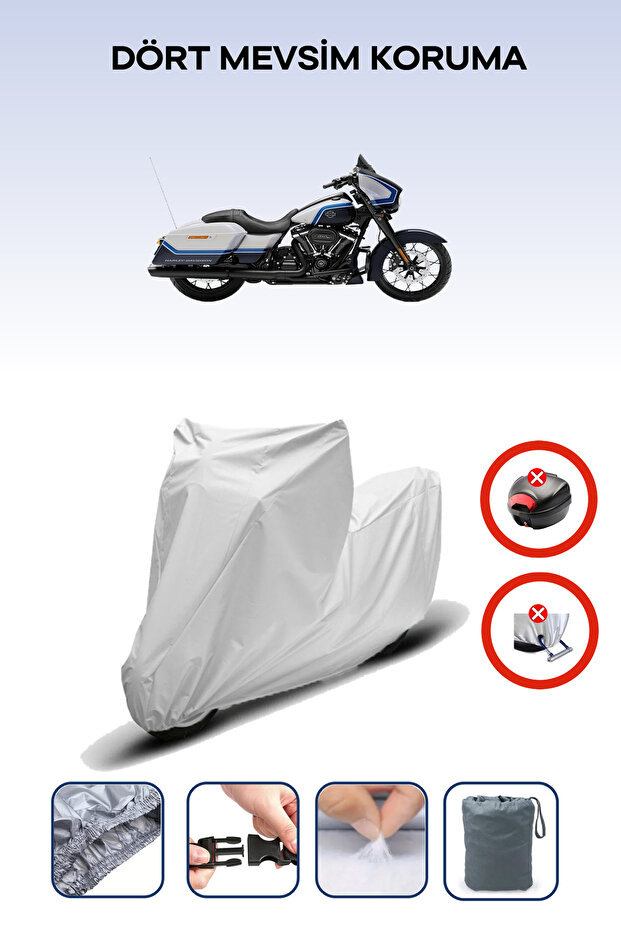 Gray Rear Bag Lock Incompatible Harley-Davidson Street Glide St Compatible Motorcycle Canvas