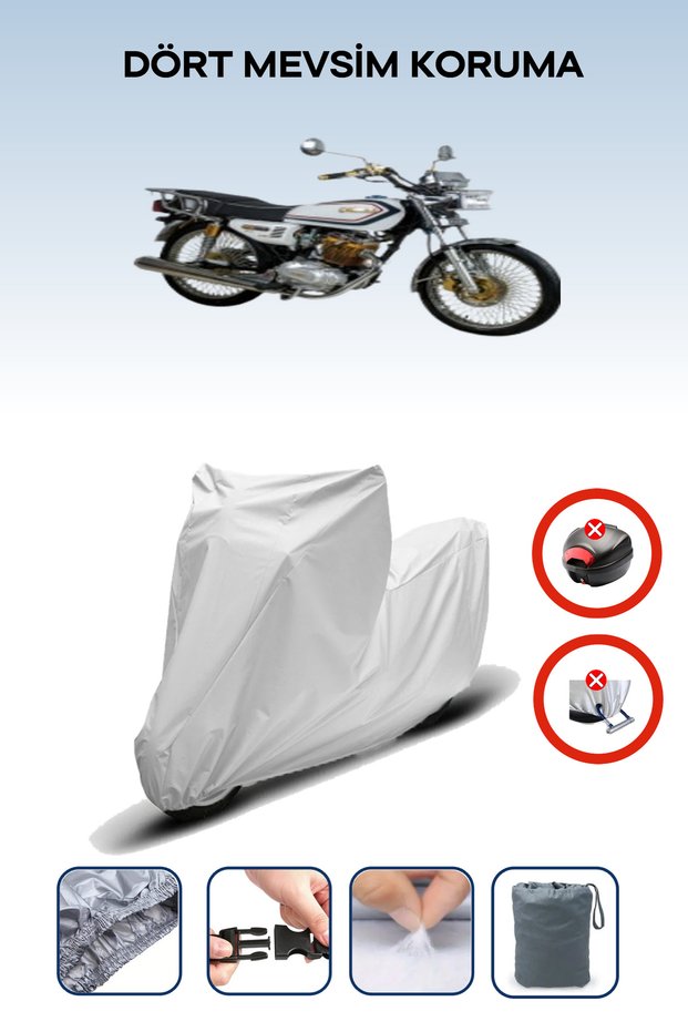 Gray Rear Bag Lock Incompatible with Kuba Cheetah 125 Compatible Motorcycle Tarpaulin, 4 Seasons
