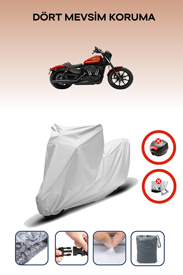 قفل حقيبة خلفية رمادي اللون غير متوافق مع قماش الدراجة النارية المتوافق مع Harley-Davidson Sportster Iron 1200