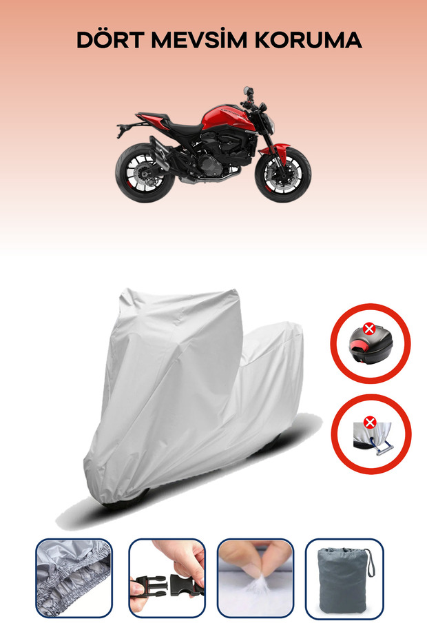 Gray Rear Bag Lock Incompatible with Ducati Monster 937 Compatible Motorcycle Tarpaulin, 4 Seasons