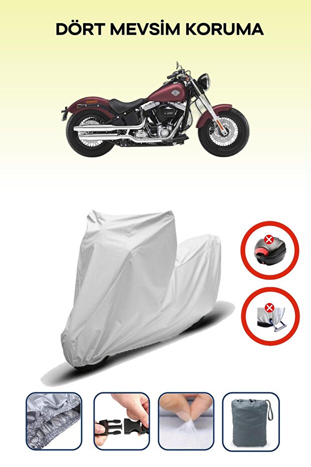 قفل حقيبة خلفية رمادي اللون غير متوافق مع قماش الدراجة النارية المتوافق مع Harley-Davidson Softail Slim FLS