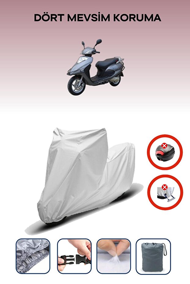 Gray Rear Bag Lock Incompatible with Apachi Nova 125 Compatible Motorcycle Tarpaulin, 4 Seasons