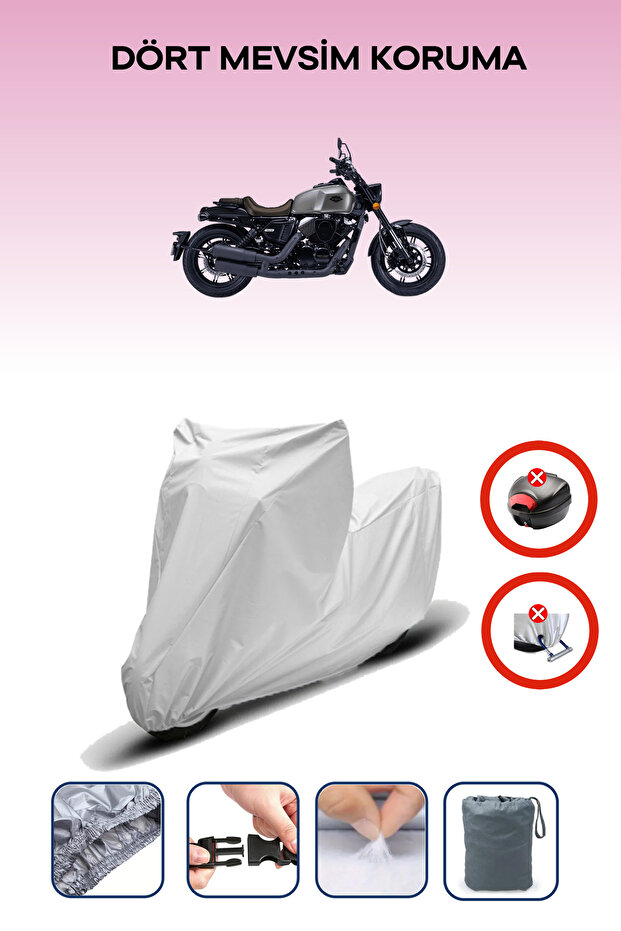 Gray Rear Bag Lock Mismatched Rks K-Light 250 Compatible Motorcycle Tarpaulin, 4 Seasons