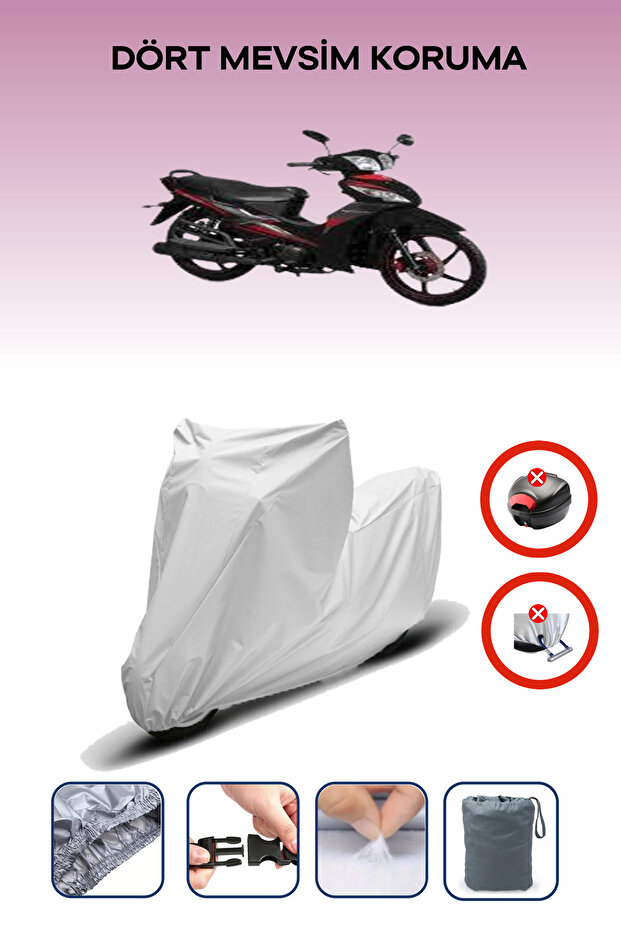 Gray Rear Bag Lock Incompatible Kuba Sj100-16D Compatible Motorcycle Tarpaulin, 4 Seasons