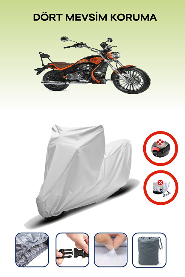 Gray Rear Bag Lock Incompatible Motolux Cappadocia 125 Compatible Motorcycle Tarpaulin, 4 Seasons