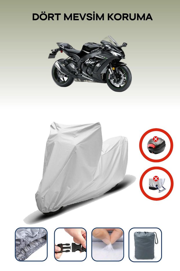 Gray Rear Bag Lock Incompatible with Kawasaki Ninja Zx-10Rr Compatible Motorcycle Tarpaulin, 4 Seasons