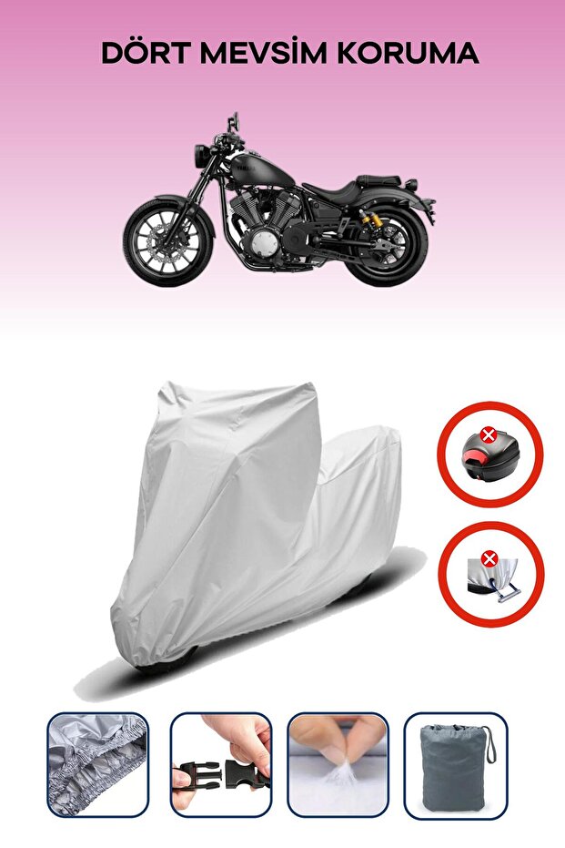 Gray Rear Bag Lock Incompatible Yamaha Xv950R Compatible Motorcycle Canvas, 4 Seasons