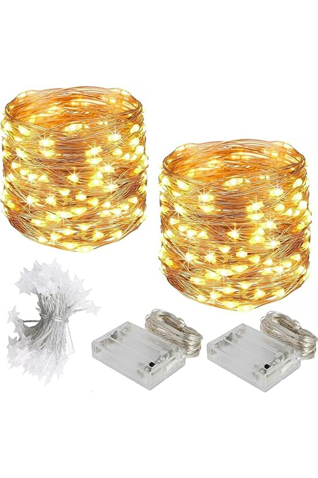 2 Pack Fairy Christmas Lights - 10M, 100 LED, Warm White, Battery Operated, IP65