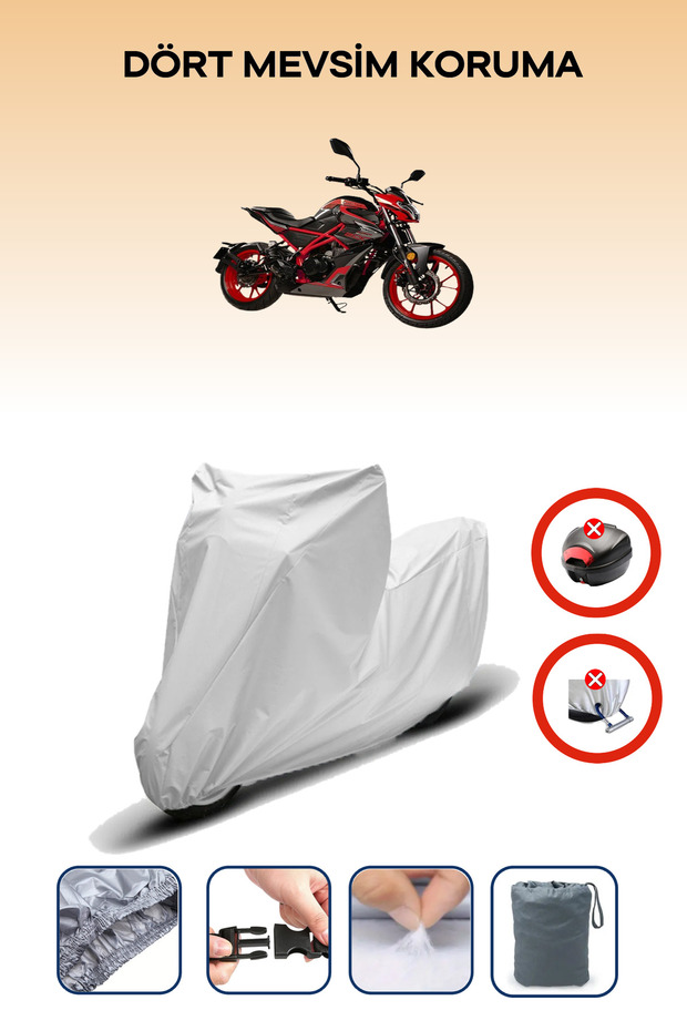 Gray Rear Bag Lock Incompatible Motolux Drift 200 Compatible Motorcycle Tarpaulin, 4 Seasons