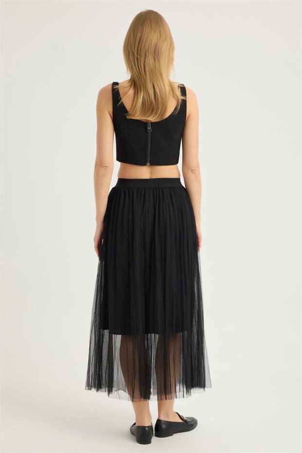 Tül Pliseli Etek - 5