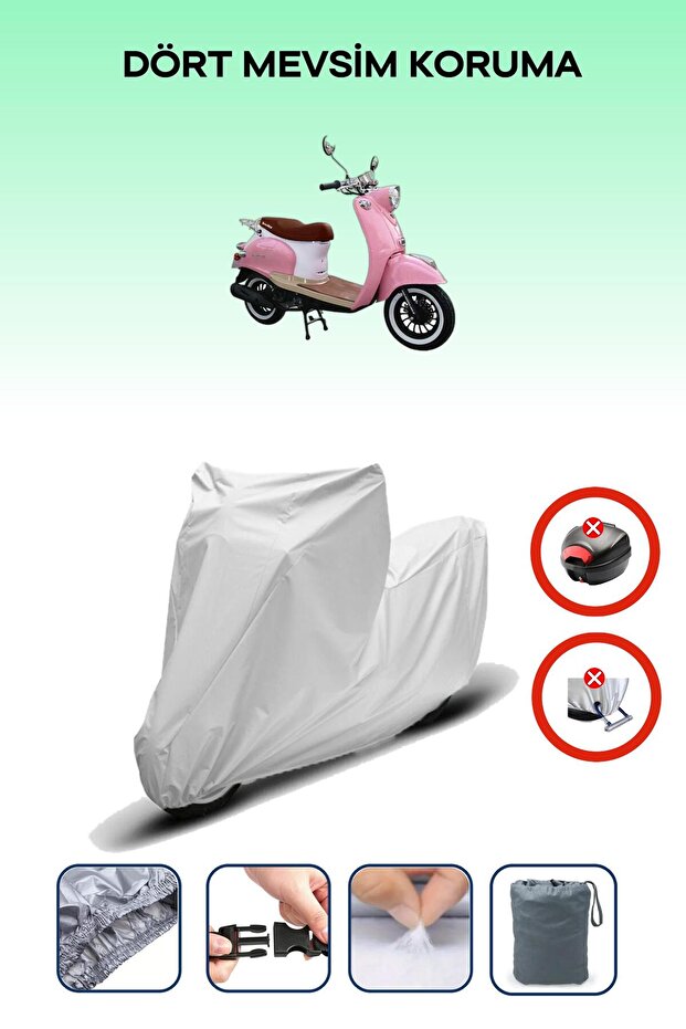 Gray Rear Bag Lock Incompatible with Motolux Efsane 50 Compatible Motorcycle Tarpaulin, 4 Seasons