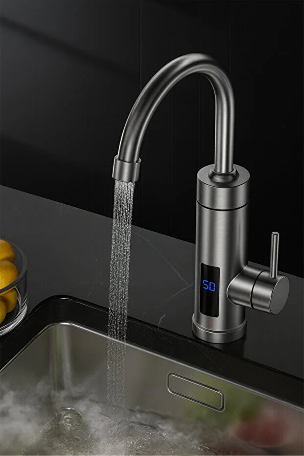 Instant Heating 3000W Electric Kitchen Water Heater Faucet Hot -Cold Stainless Steel