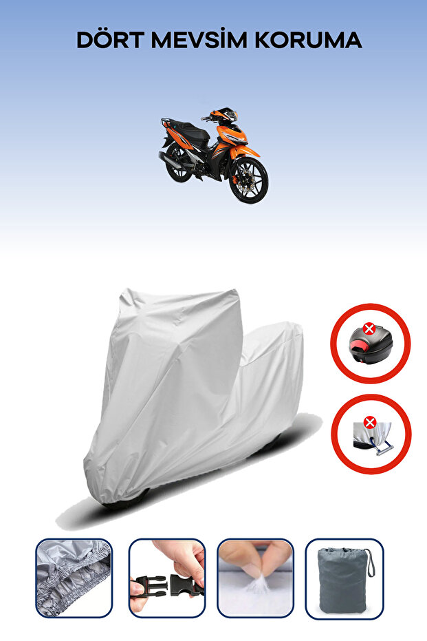 Gray Rear Bag Lock Incompatible Rks Easy Pro 50 Compatible Motorcycle Tarpaulin, 4 Seasons