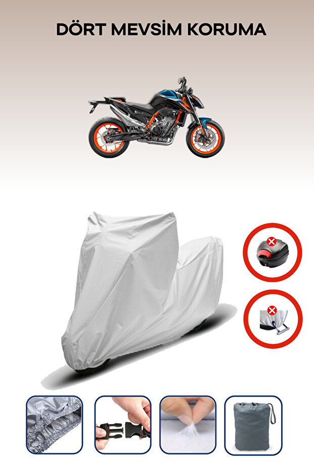 Gray Rear Bag Lock Incompatible Ktm 890 Duke Compatible Motorcycle Tarpaulin, 4 Seasons