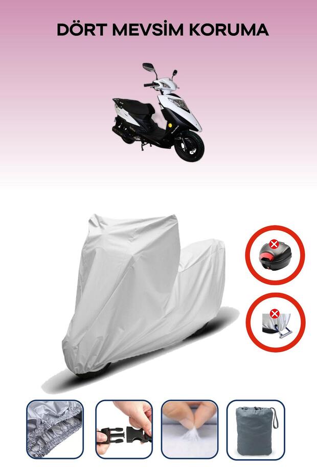 Gray Rear Bag Lock Incompatible Motolux Rossi 50 Compatible Motorcycle Tarpaulin, 4 Seasons