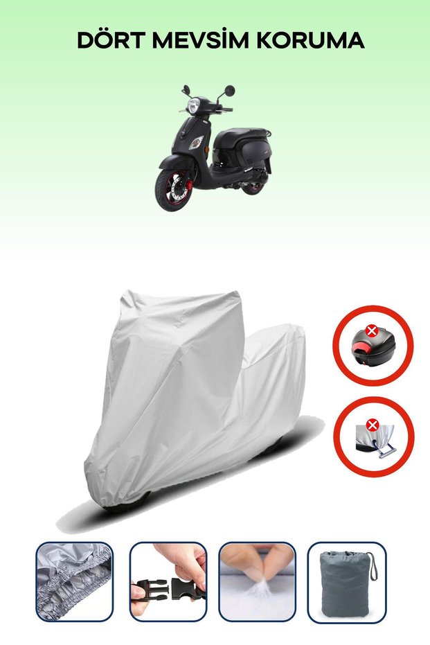 Gray Rear Bag Lock Incompatible with Sym Fiddle Iii Compatible Motorcycle Tarpaulin, 4 Seasons
