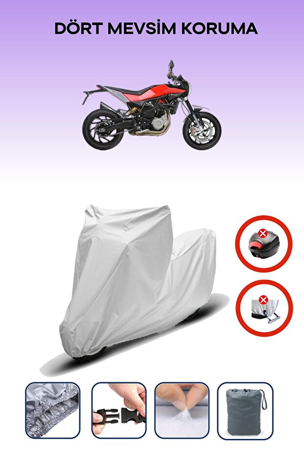 Gray Rear Bag Lock Incompatible Husqvarna Nuda 900 Compatible Motorcycle Tarpaulin, 4 Seasons