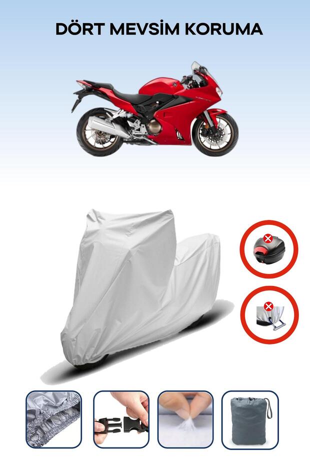 Gray Rear Case Lock Incompatible Honda Vfr 800 Compatible Motorcycle Tarpaulin, 4 Seasons