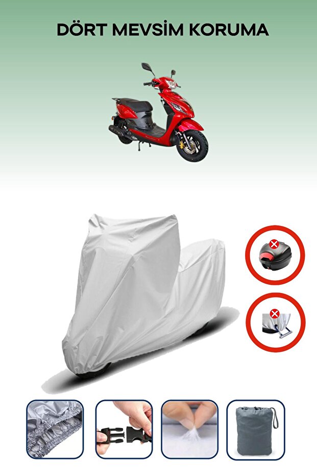 Gray Rear Bag Lock Incompatible Motolux Wind 50 Compatible Motorcycle Tarpaulin, 4 Seasons