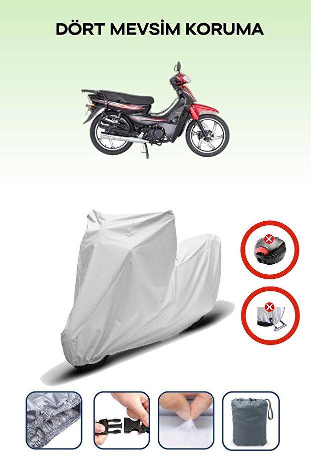 Gray Rear Bag Lock Incompatible Mondial 100 Sfc Exclusive Compatible Motorcycle Tarpaulin, 4 Seasons