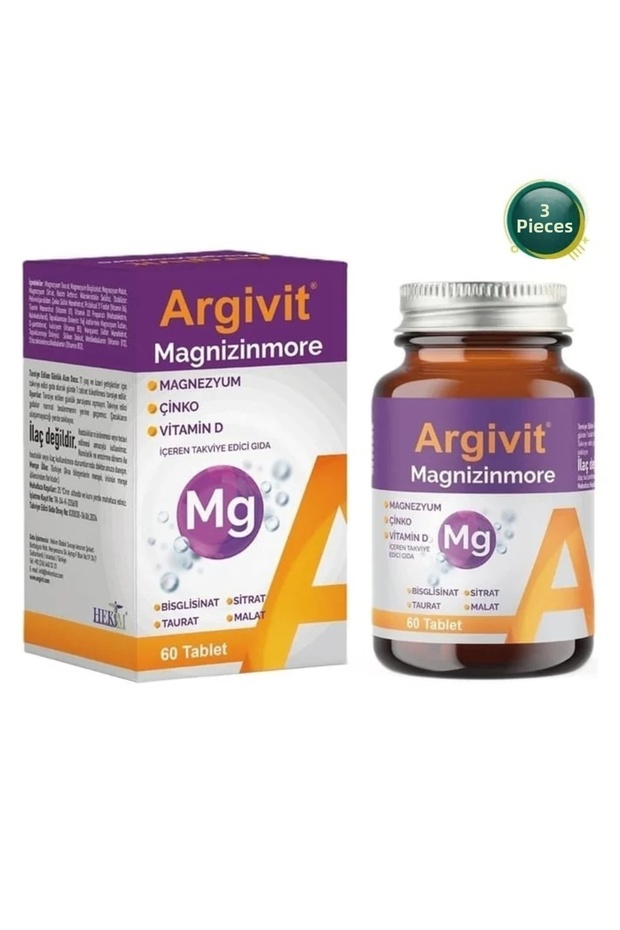 Magnizinmore Food Supplement Containing Magnesium, Zinc and Vitamin D 60 Tablets 3 Pieces - 1