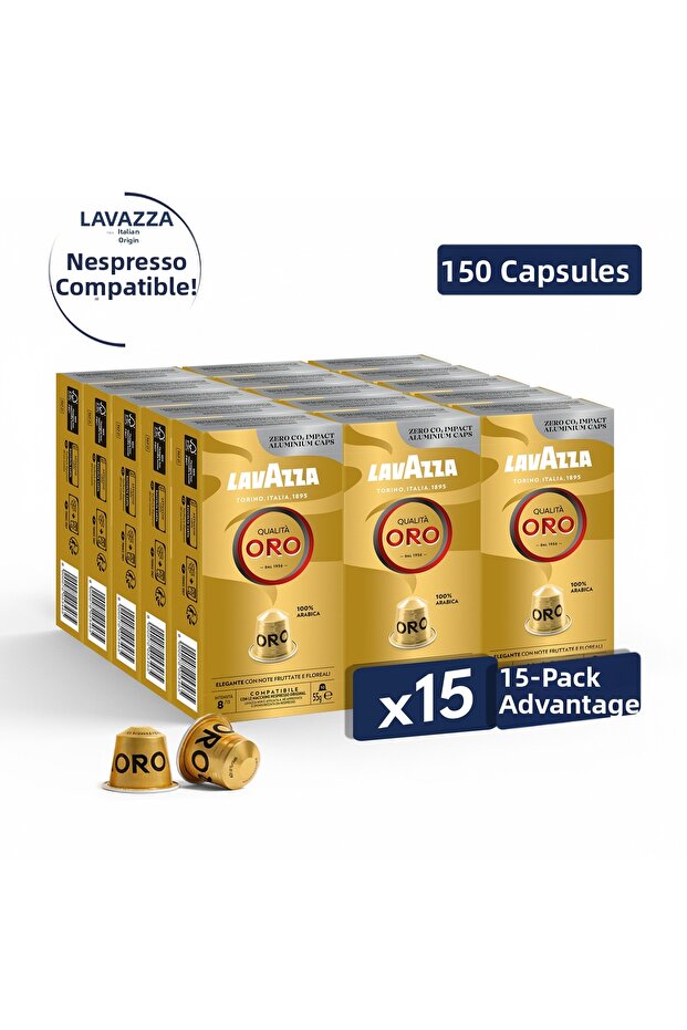 Qualita Oro 150 Pack | Nespresso Compatible Capsule Coffee | 100% Arabica Core