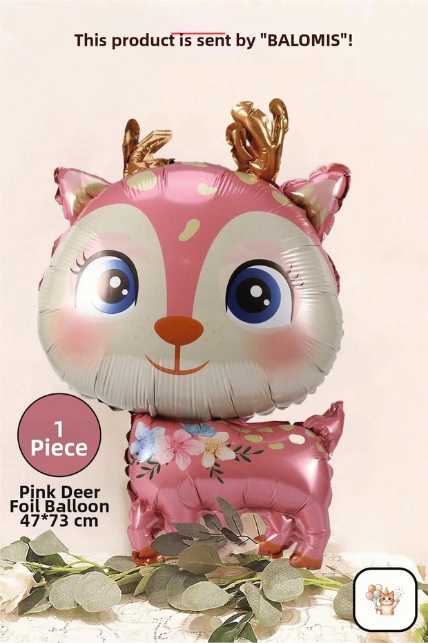 Pink Color Deer Shaped Foil Balloon