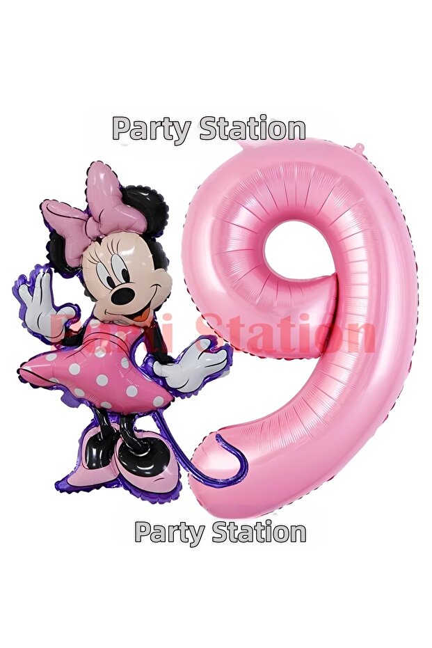 Minnie Mouse Concept 1 Year Old Pink Foil Number Balloon Set