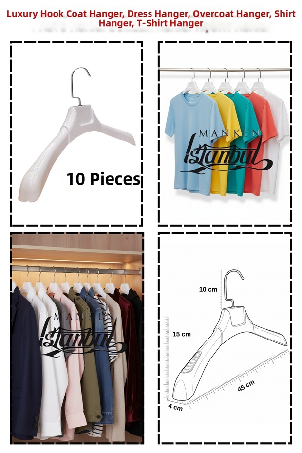 10 Pieces Special Hangers - White 45 cm Abs Plastic Coat Hanger Overcoat Hanger Clothes Hanger – Stylish Design