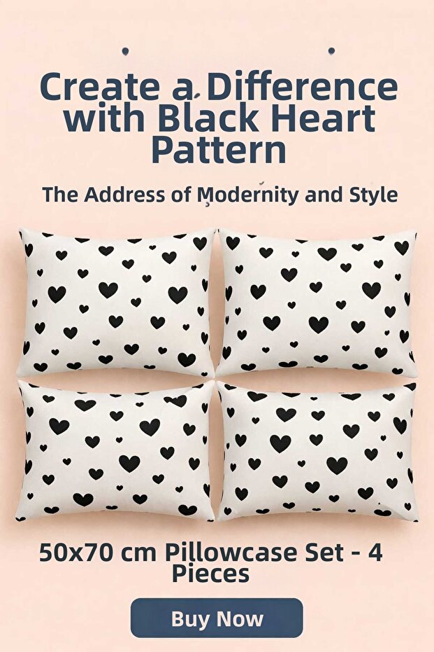 4 Pieces of Pillowcases, 100% Cotton, Patterned, 50*70 cm Size, Thick, Stitched, with Zipper.